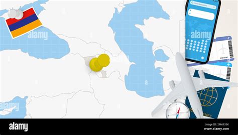 Travel to Armenia concept, map with pin on map of Armenia. Vacation ...