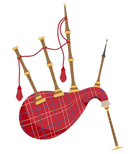 Bagpipes Musical Instrument Flat Style Illustration Isolated On White