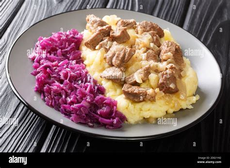 Savory Beef And Onion Stew Hachee Recipe Closeup In The Plate On The