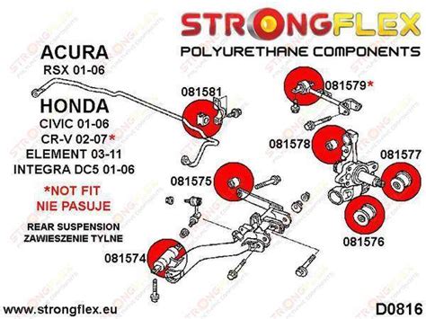 Rear Trailing Arm Front Bush Sport Suspension Polyurethanes Honda