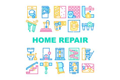 Home Repair Service Collection Icons Set Vector By Sevector Thehungryjpeg