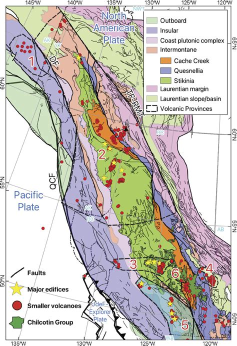 Map Showing The Locations Of Major Volcanic Edifices Or Centres