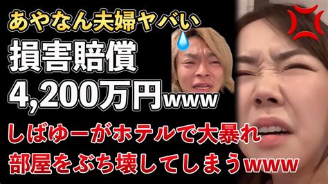 あやなん旦那、 しばゆー がホテルで大暴れ！4200万円の損害賠償請求される【masaニュース雑談】 Youtube