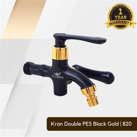 Jual Flusso Kran Cabang Shower Kran Double Engkol Black Gold Mimimalis