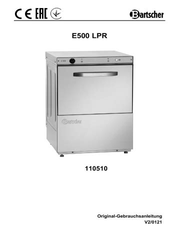 Bartscher Dishwasher E Lpr Manualzz