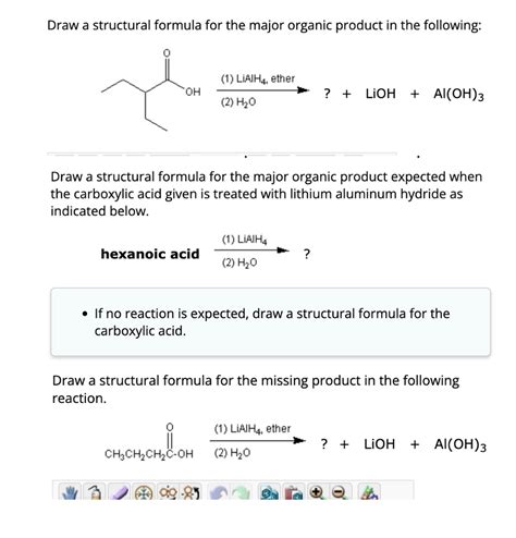 Solved Draw A Structural Formula For The Major Organic Product In The