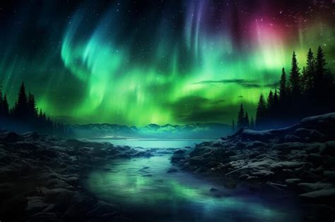 Premium Photo | Northern lights in the night sky nature background image