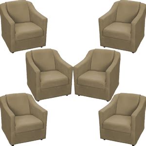 Kit 6 Poltronas Decorativas Para Sala Mila Suede Nude Pé De Plástico