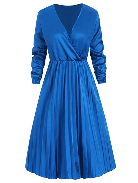 V Neck Satin Surplice Pleated Dress Pleated Dress Long Sleeve Turtleneck Dress Dress