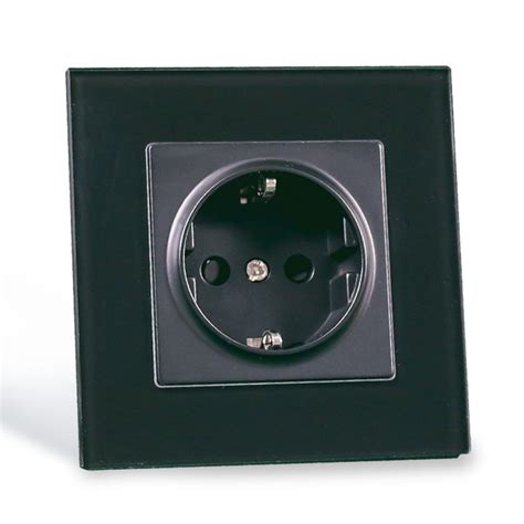 European Standard 16A White/Black/Gold/Grey Color Tempered Glass Schuko ...