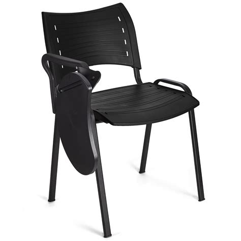 Chaise Visiteur Elva Avec Tablette Empilable Pi Tement Noir Noir