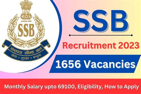 Ssb Recruitment 2023 Monthly Salary Upto 69100 1656 Vacancies