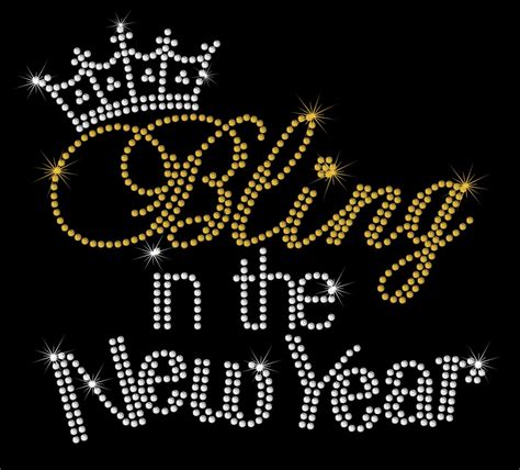 Happy New Year Iron On Rhinestone Transfer BLING Applique Etsy