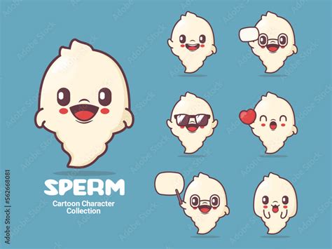 Cute Sperm Cartoon Character Vector Illustration Stock Vector Adobe Stock