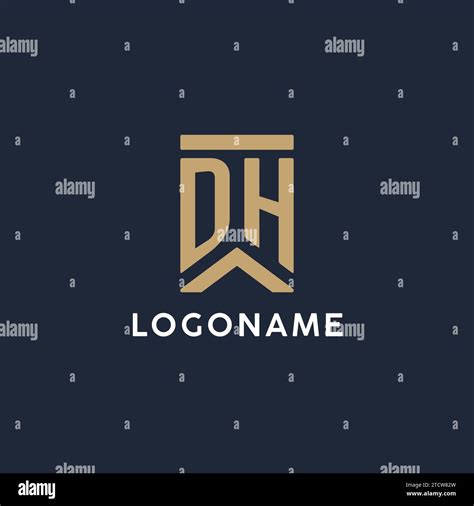 Dh Initial Monogram Logo Design In A Rectangular Style With Curved Side