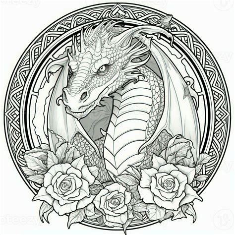 Art Nouveau Dragon Coloring Pages 26675835 Stock Photo At Vecteezy