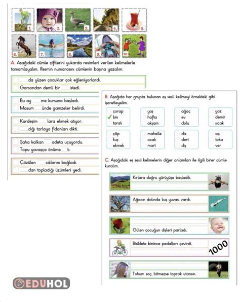 2 Sınıf Eş Ses Etkinliği Eduhol Ders Videoları İzle Online Test