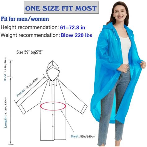 Packs Reusable Adult Rain Ponchos With Hood And Drawstring