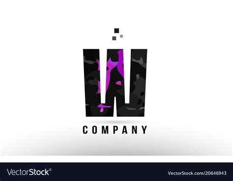 Purple black alphabet letter w logo design Vector Image