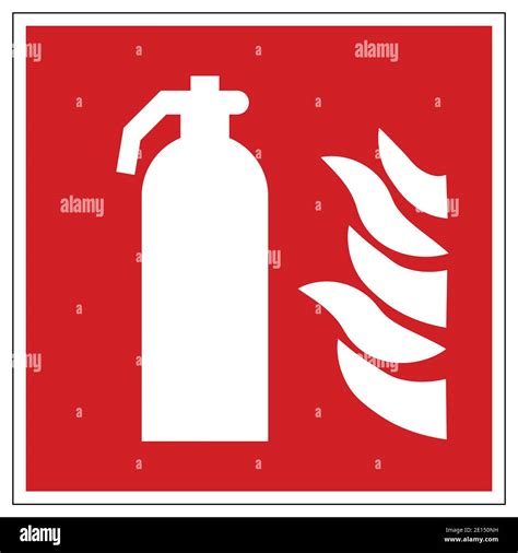 Red And White Fire Extinguisher Sing Symbole With Flames Stock Vector