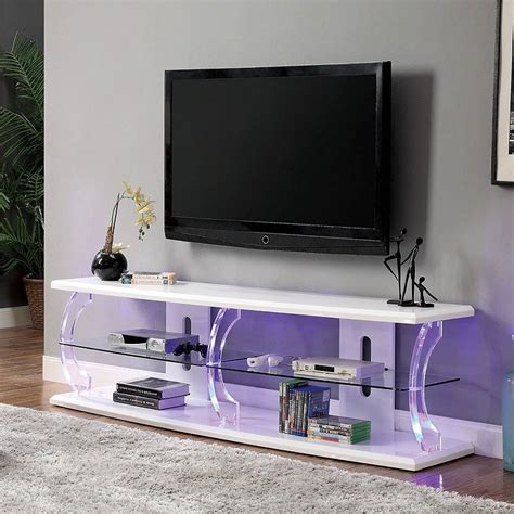 Ernst 60 Inch Tv Stand W Led Lights White By Furniture Of America