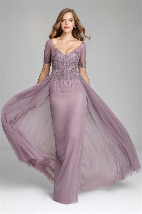 Vertical Sequin Tulle Overlay Gown Teri Jon Gowns Beautiful