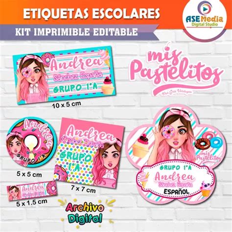 Etiquetas Escolares Mis Pastelitos Editables Kit Imprimible Mebuscar