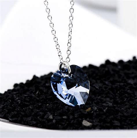 Blu Cuore 925 Argento Sterling Collana Ciondolo Collana EBay