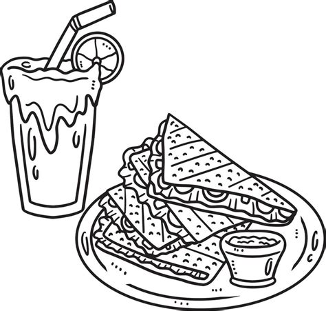 Cinco De Mayo Quesadillas Aislado P Gina Para Colorear Vector