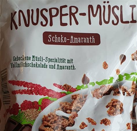 Aldi Süd Müsli Schoko Amaranth Kalorien Müsli Fddb