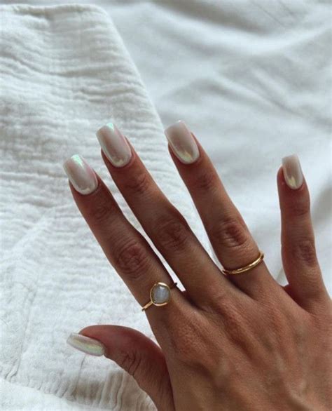 Pin By Dooooop On Nails Pearl Nails Tapered Square Nails White