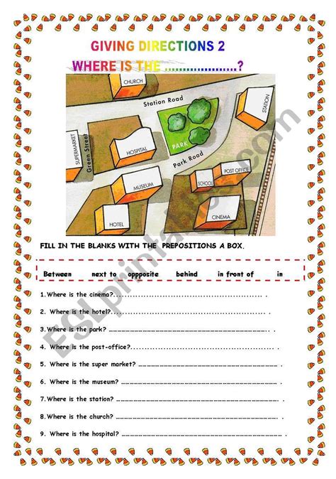 Giving Directions Esl Worksheet By Teach