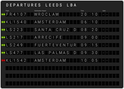 Leeds Bradford Airport Departures [LBA] Flight Schedules & departure