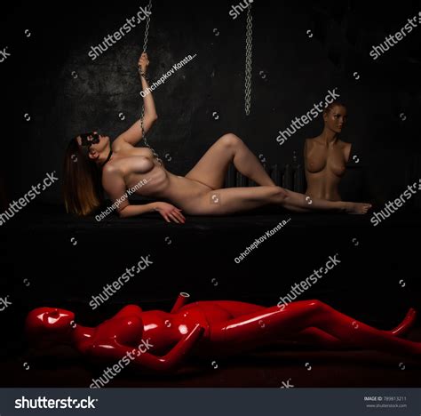 Naked Girl Red Mannequin On Dark Stock Photo Shutterstock