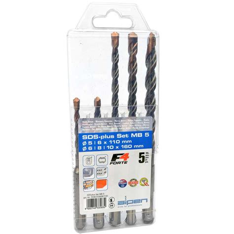 Set 5 Brocas De Hormigón 5 6 X2 8 10 Mm Toma Sds F4 Forte