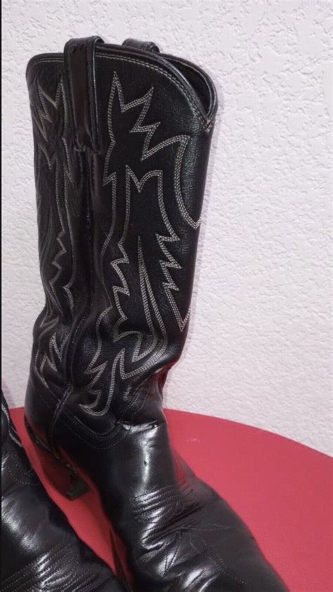 Vintage Justin Mens Black Leather Western Cowboy Boo Gem