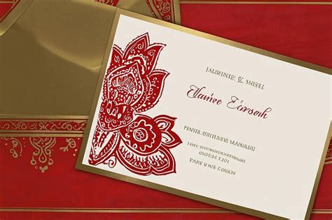 Premium Photo Elegant Red Fassi Henna Wedding Invitation Moroccan Charm