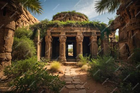 Premium Photo | Ancient temple structure in desert landscape