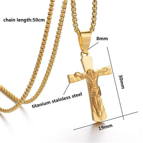 Cadena Cristo Cruz Crucifijo Acero Quirurgico Tipo Oro 18k Cuotas Sin