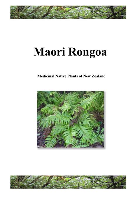 Rongoa Maori Medicinal Native Plants Of New Zealand Docslib