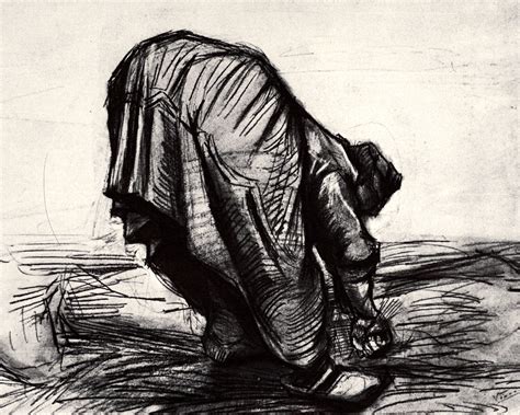 Peasant Woman Stooping Seen From The Back Vincent Van Gogh