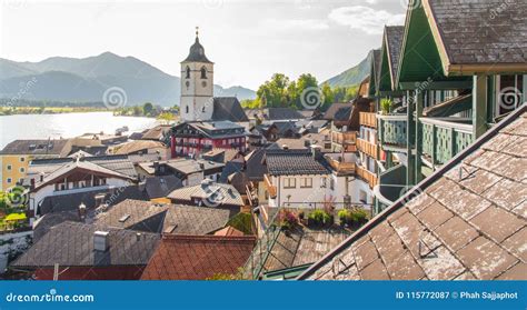 View of St. Wolfgang Waterfront with Wolfgangsee Lake, Austria Stock ...