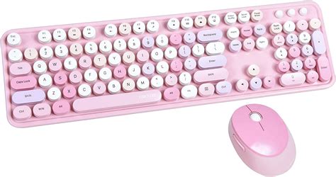 Bekayaa Colorful Wireless Keyboard And Mouse Combo Retro Typewriter