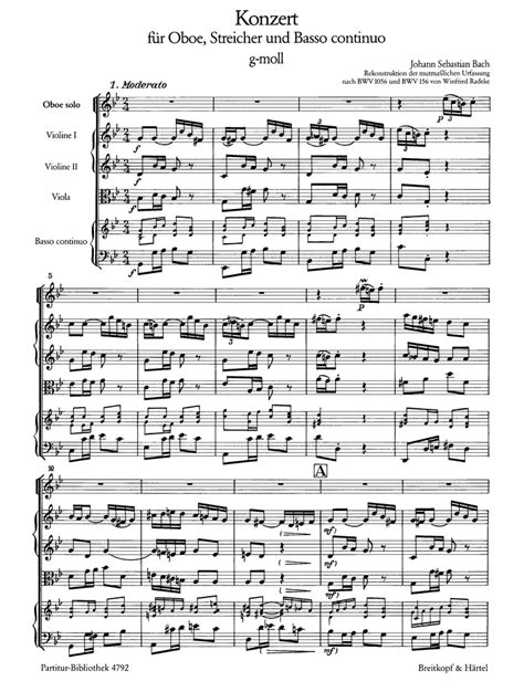 Concerto In G Minor Bwv 1056 And Bwv 156 Score And Set O Trevco Music