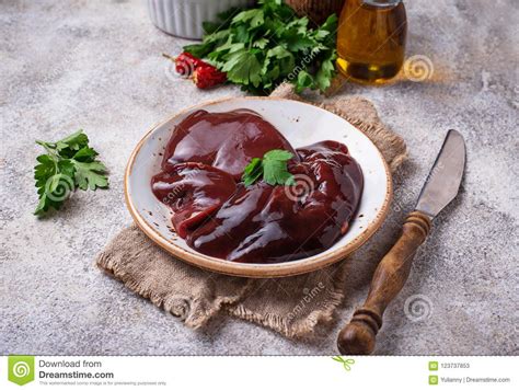 Raw Uncooked Liver And Spices For Cooking Stock Image Image Of Fresh