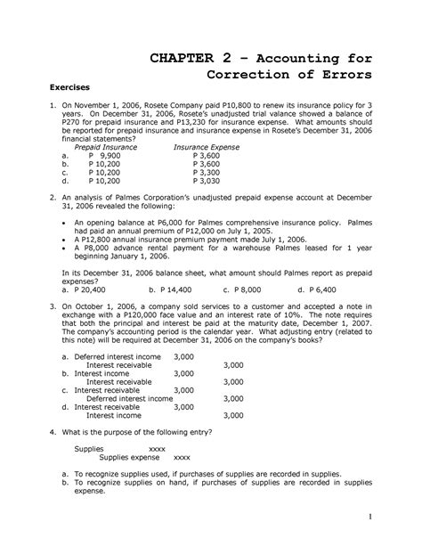 Accounting For Correction Of Errors CHAPTER 2 A Ccounting For C