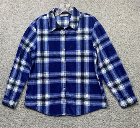 Lee Riders Shirt Womens Blue Plaid Heavy Flannel Button Up Long Sleeves