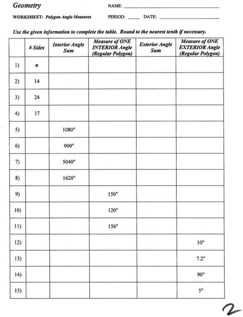 Interior Exterior Angles Of Polygons Worksheet Cabinets Matttroy