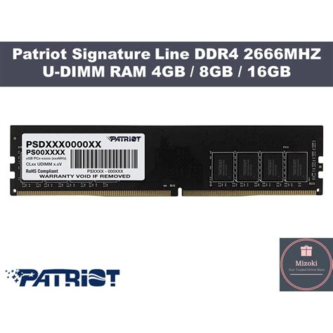 Patriot Signature Line DDR4 2666MHZ U DIMM RAM 4GB 8GB 16GB