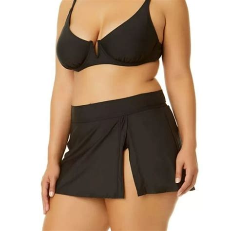 Anne Cole Swim Nwt Anne Cole Side Slit Bikini Swim Skirt Bottoms Xxl Black Poshmark
